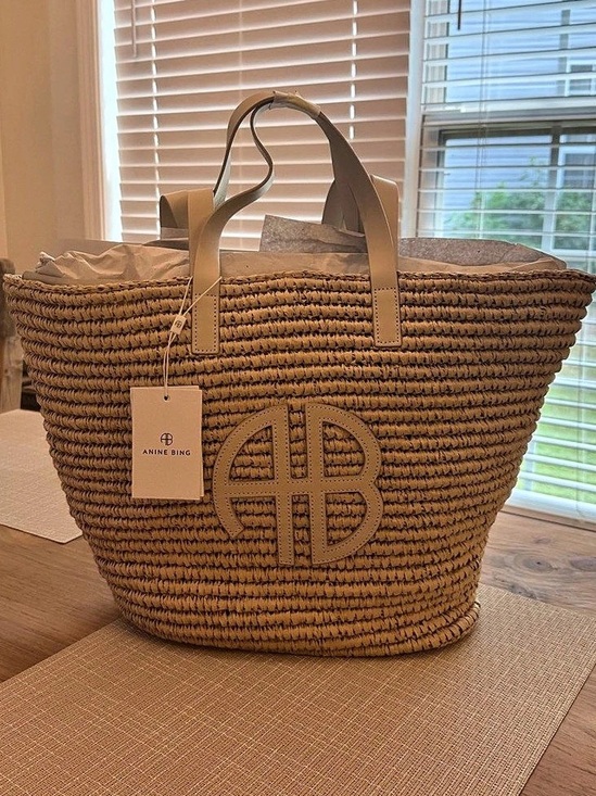 Anine Bing Handbags - ANINE BING Kai Tote Straw Woven Tote Ivory